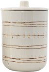 Clearance 6 Inch Cream and Brown Embossed Stoneware Lidded Canister