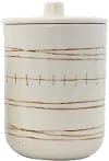 Clearance 6 Inch Cream and Brown Embossed Stoneware Lidded Canister