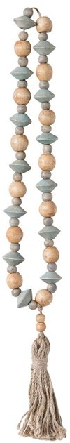 Abaca Wood Bead Strand with Tassel
