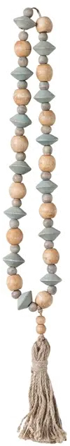 Abaca Wood Bead Strand with Tassel