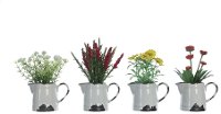 5 Inch Multi Color Faux Flowers in Ceramic Pitcher