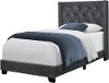 Dark Gray Velvet Twin Upholstered Bed - Maine