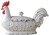 Cream Stoneware Rooster Container