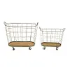 Clearance 18 Inch Distressed Silver Metal Laundry Basket on Casters