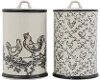 Assorted 9 Inch Beige and Black Chicken Stoneware Canister