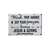 Distressed White and Black Wash Your Hands Metal Wall Decor