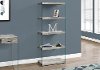 Modern Gray Bookcase with Glass Shelves