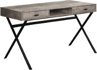 Taupe Wood Desk with Black Metal Base-2