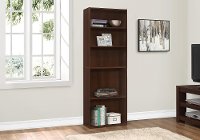 Cherry Brown 5 Shelf 72 Inch Bookcase