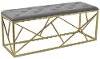 Tufted Gray Upholstered Bench with a Gold Metal Base