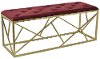 Tufted Cranberry Upholstered Bench with a Gold Metal Base