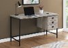 Taupe Wood Computer Desk with Black Metal Legs