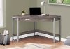 Dark Taupe Corner Computer Desk with Silver Base