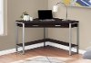 Cappuccino Brown Corner Desk with Silver Base