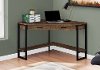 Brown Corner Desk with Black Metal Base