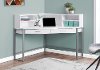 White Corner Desk with Silver Base