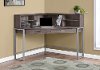 Dark Taupe Corner Desk with Silver Base