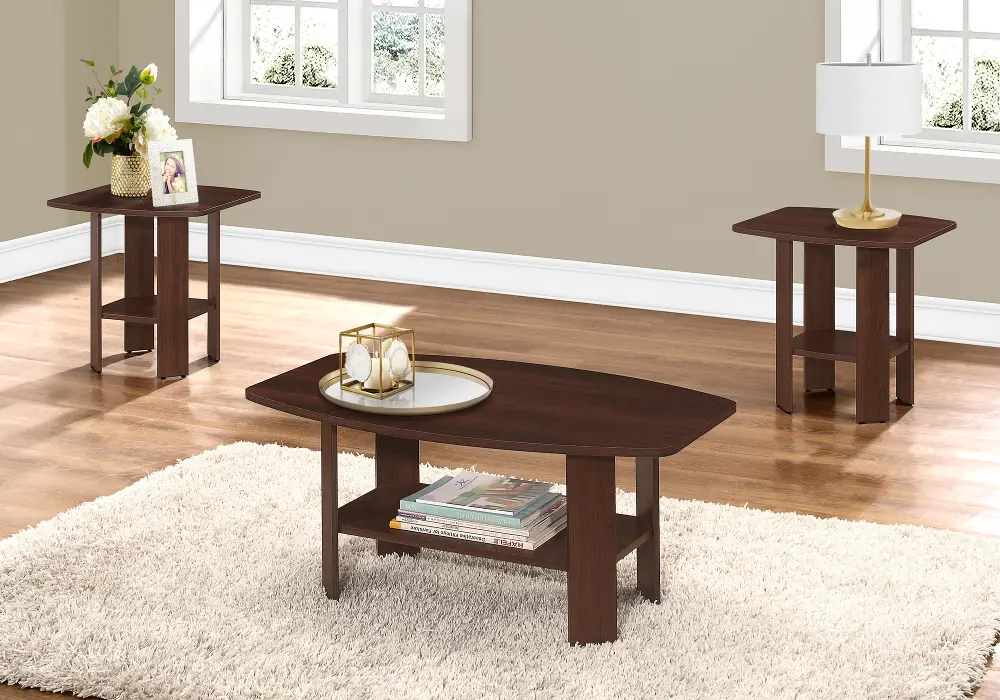 Traditional Cherry 3 Piece Occasional Table Set-1