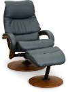 Atlantic Blue Swivel Recliner with Ottoman - Quantum