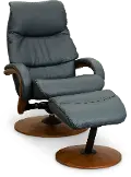 Atlantic Blue Swivel Recliner with Ottoman - Quantum