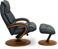 Atlantic Blue Swivel Recliner with Ottoman - Quantum-2