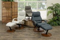 Atlantic Blue Swivel Recliner with Ottoman - Quantum-4