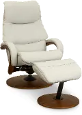 Mist White Swivel Recliner with Ottoman - Quantum