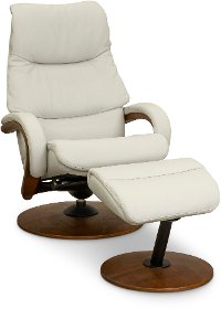 Mist White Swivel Recliner with Ottoman - Quantum