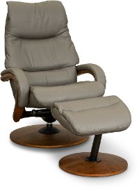Ardesia Gray Swivel Recliner with Ottoman - Quantum
