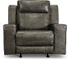Dark Gray Leather Triple Power Rocker Recliner - Dynasty