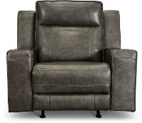 Dark Gray Leather Triple Power Rocker Recliner - Dynasty-1