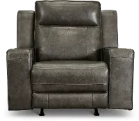 Dynasty Dark Gray Leather Triple Power Rocker Recliner