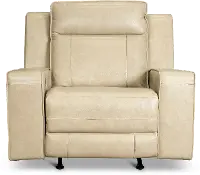 Dynasty Stone Beige Leather Triple Power Rocker Recliner
