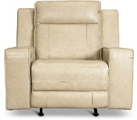 Stone Beige Leather Triple Power Rocker Recliner - Dynasty
