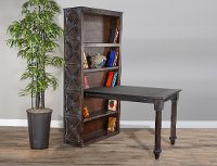 Dark Brown Writing Desk with Bookcase - Carriage House
