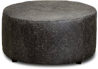 Contemporary Gray Round Ottoman - Matrix