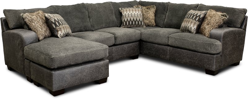 Contemporary Gray 2 Piece Sectional, Sectional Sofa Pieces