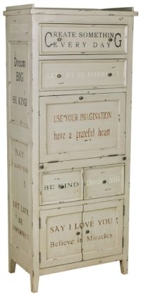Distressed White Farmhouse Storage Cabinet - Modern Eclectic