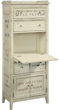 Distressed White Farmhouse Storage Cabinet - Modern Eclectic-2