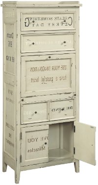 Distressed White Farmhouse Storage Cabinet - Modern Eclectic-3