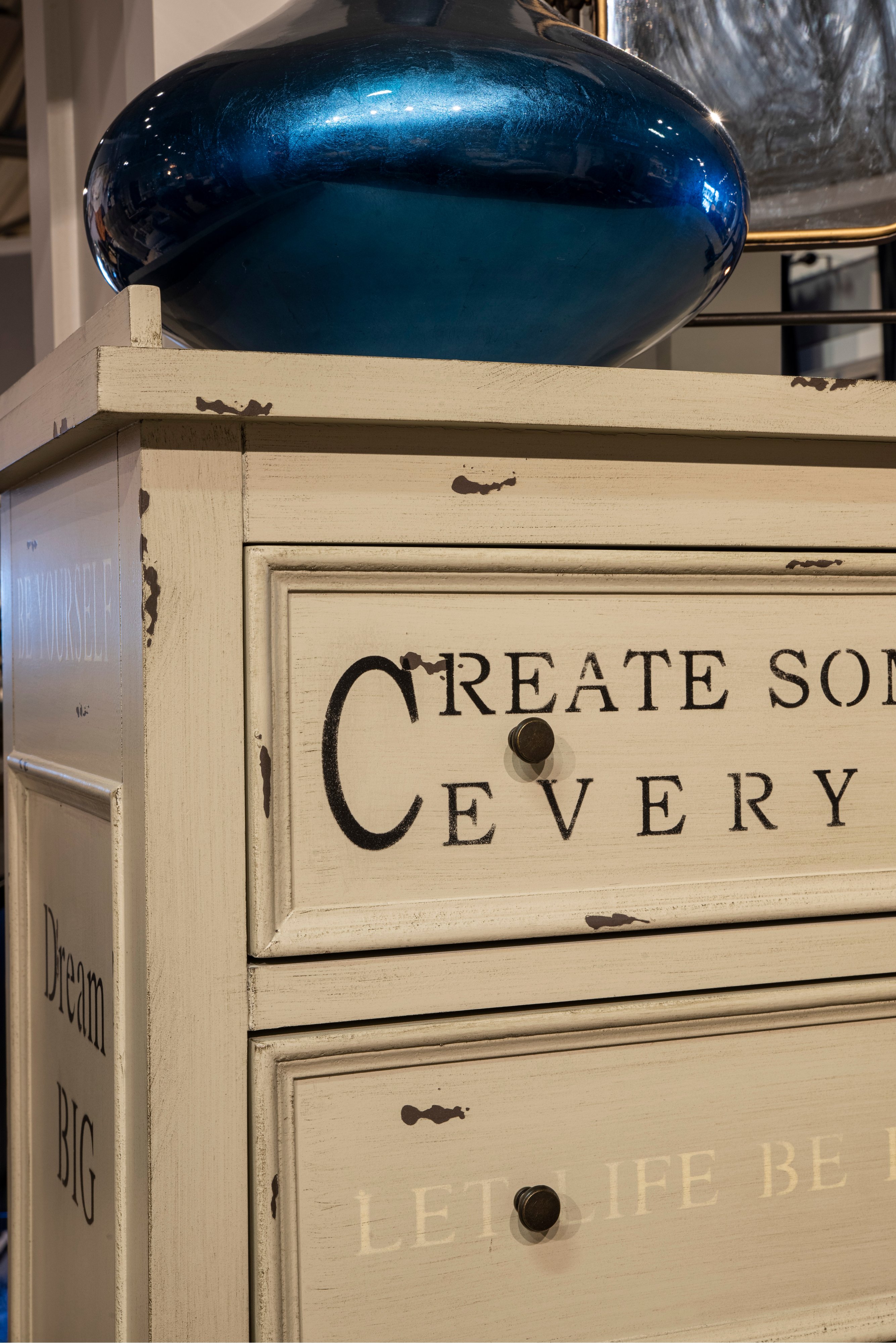 Distressed White Farmhouse Storage Cabinet - Modern Eclectic-4