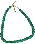 7 Inch Aqua-Green African Recycled Glass Bead Strand