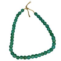 7 Inch Aqua-Green African Recycled Glass Bead Strand