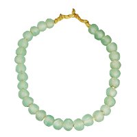 12 Inch Aqua African Recycled Glass Bead Strand