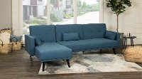 Madrid Ocean Blue Convertible Sectional Sofa Bed with Chaise - Jenna