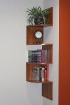 Light Walnut Hanging Corner Shelving - San Dimas