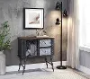 Multi Textured Gray Two Drawer Metal Accent Cabinet - Forester