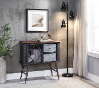 Multi Textured Gray Two Drawer Metal Accent Cabinet - Forester