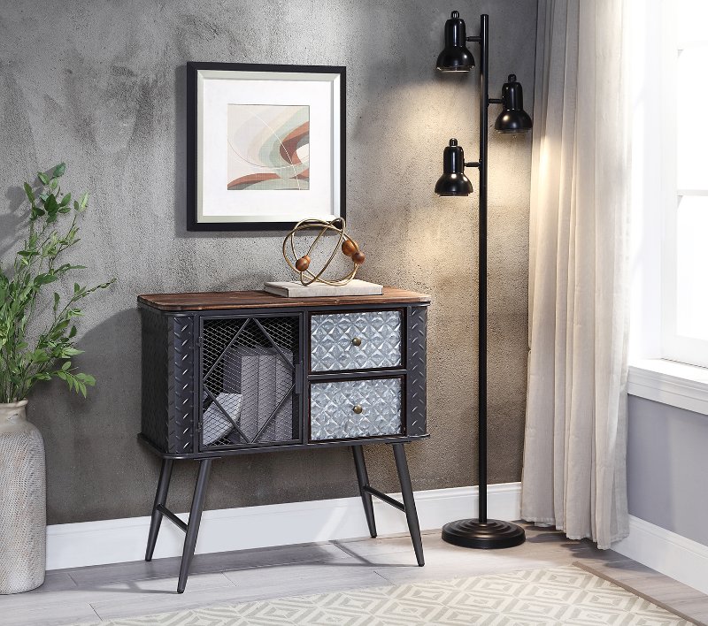 Multi Textured Gray Two Drawer Metal Accent Cabinet Forester Multi Textured Gray Two Drawer Metal, Accent Cabinet With Drawers