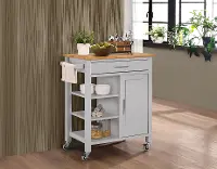 Gray Kitchen Cart with Natural Top - Edmonton